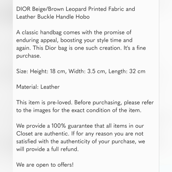 Dior Authentic Beige/Brown Leopard Printed Fabric and Leather Buckle Handle Hobo - Picture 7 of 15